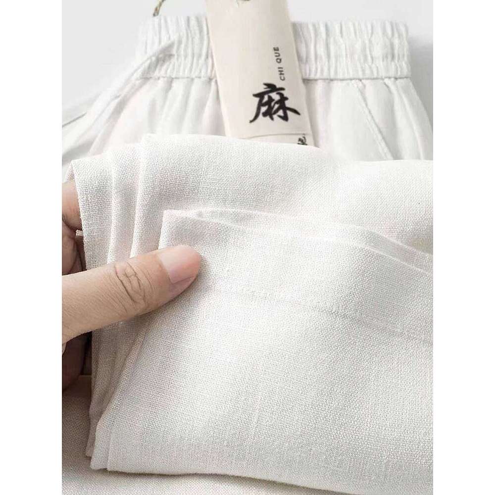 2025 New Straight Casual Linen Pants Men Wide Leg Lightweight Baggy Cotton Sweatpants Male Walking Jogger Trousers Work
