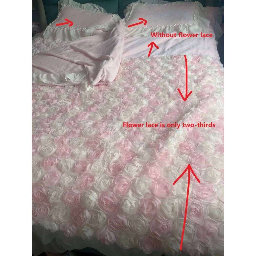 Three-Dimensional Rose Lace Ruffles Princess Wedding Bedding Set Egyptian Cotton Duvet Cover Bed Sheet Or Bedspread Pillowcases H260312