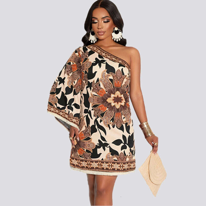 Women's Printed Tassel Hem New Spring-Summer Floral Dress