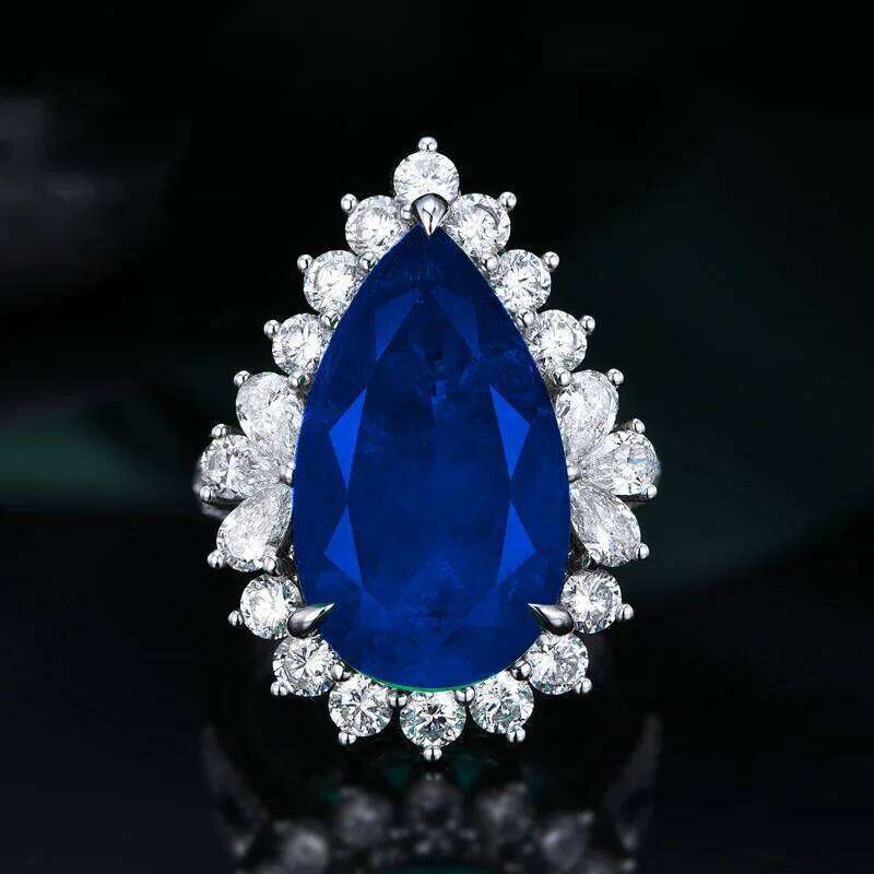 Water Drop Lab Emerald Sapphire Open Ring Exquisite Silver 925 Banquet Finger Rings Valentine's Day Gifts H260312