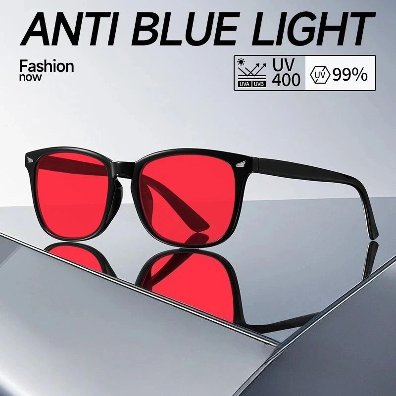 Trendy Anti Blue Light Glasses Women Men Better Sleep Red Lens Filter Glasses Anti-UV Glasses with Tinted Orange Lenses 260302