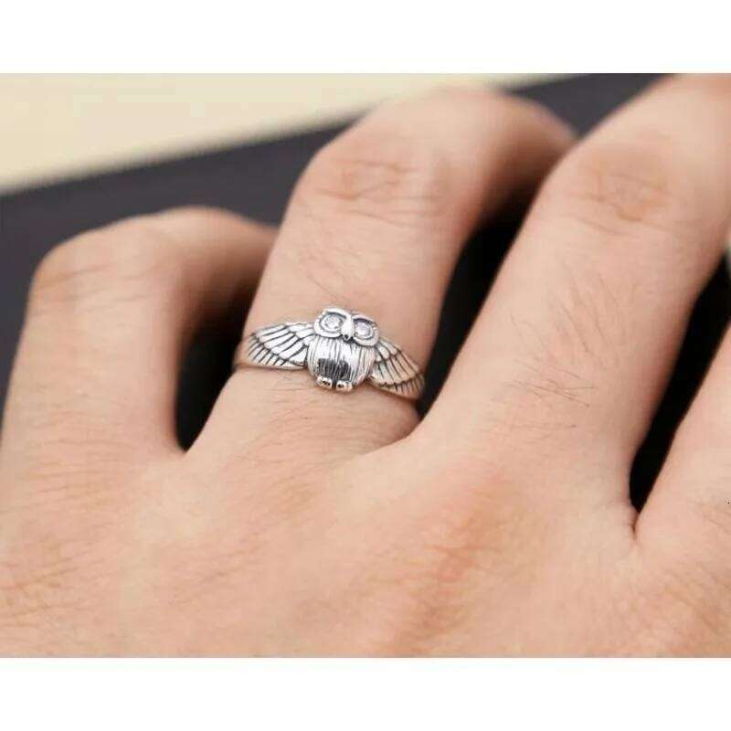 Buyee 925 Sterling Silver Finger Cute Owl Small Open Ring for Women Fashion Animal Fine Jewelry Circle with Box H260312