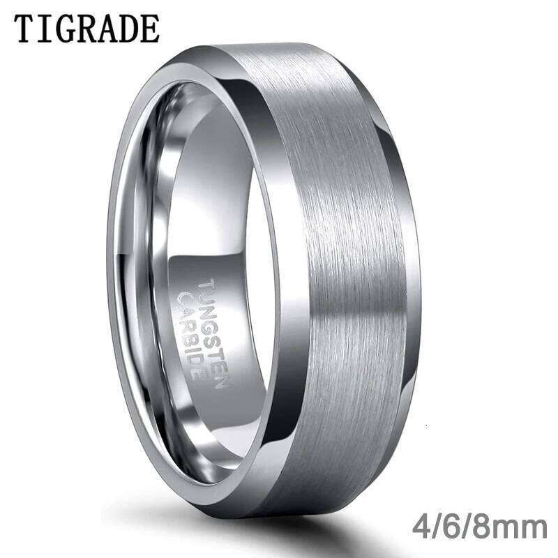 Tigrade 4/6/8mm Tungsten Carbide Engagement Ring Brushed Grey Silver Color Wedding Band For Men Women Couple Rings Comfort H260312