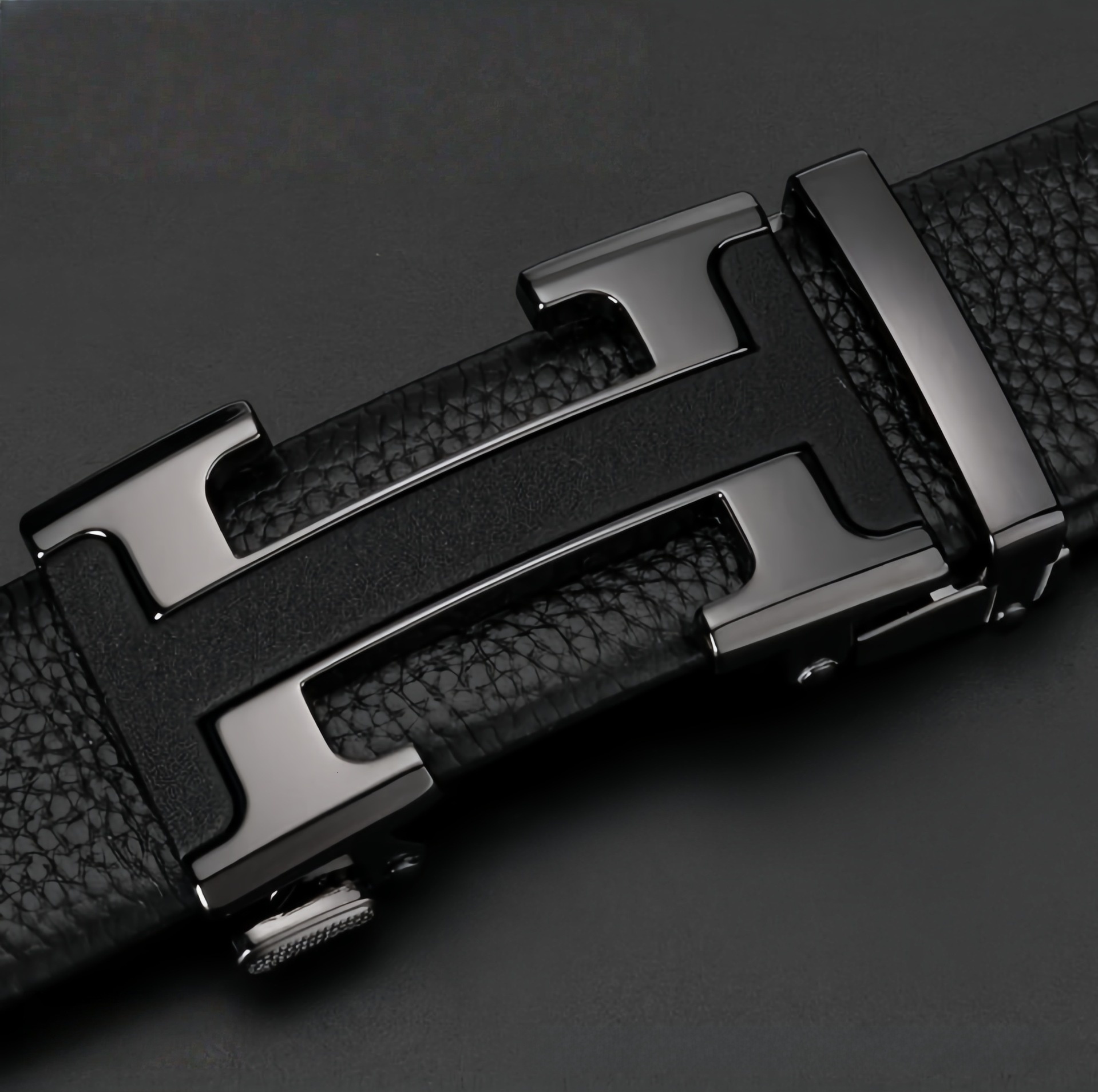 2026 New Designer Luxury Brand Top Cowhide Men's Belt H-shaped Buckle Genuine Leather Automatic Buckle Men's Youth Simple And Fashionable Me