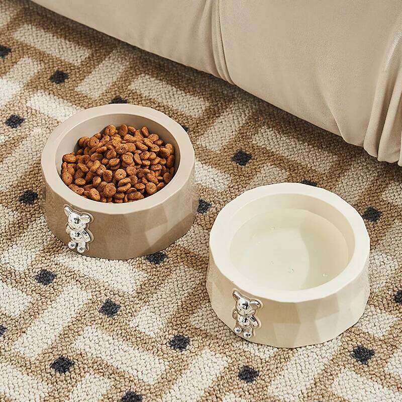 Supplies Stainless Steel Diamond Bear Pet Cat Food Utensils slip Anti overturning Dog Bowl 26Y0312