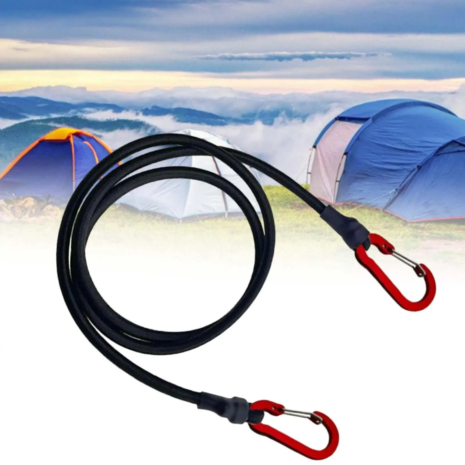 Heavy Duty Bungee Cord Elastic Tie Strap String Carabiner Hooks Kayak Cycling Luggage Packing Ropes Camping Accessories 260228