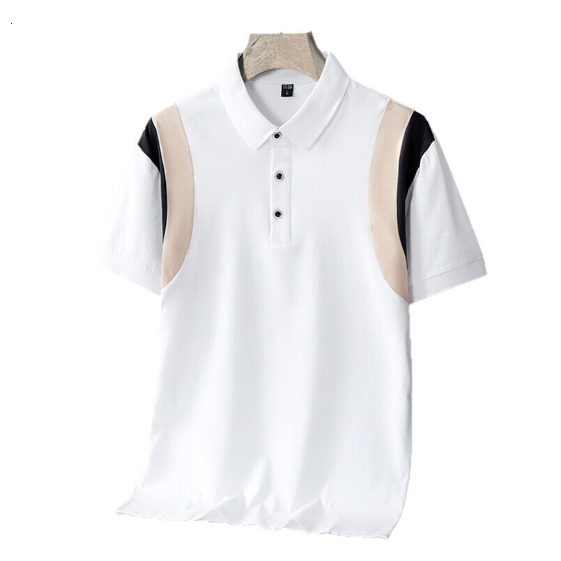 New Cotton Shirt, Ice Porcelain Cotton, Solid Color, Fashionable, Casual, Breathable, Trendy Short-Sleeve Polo for Young and Middle-Aged People