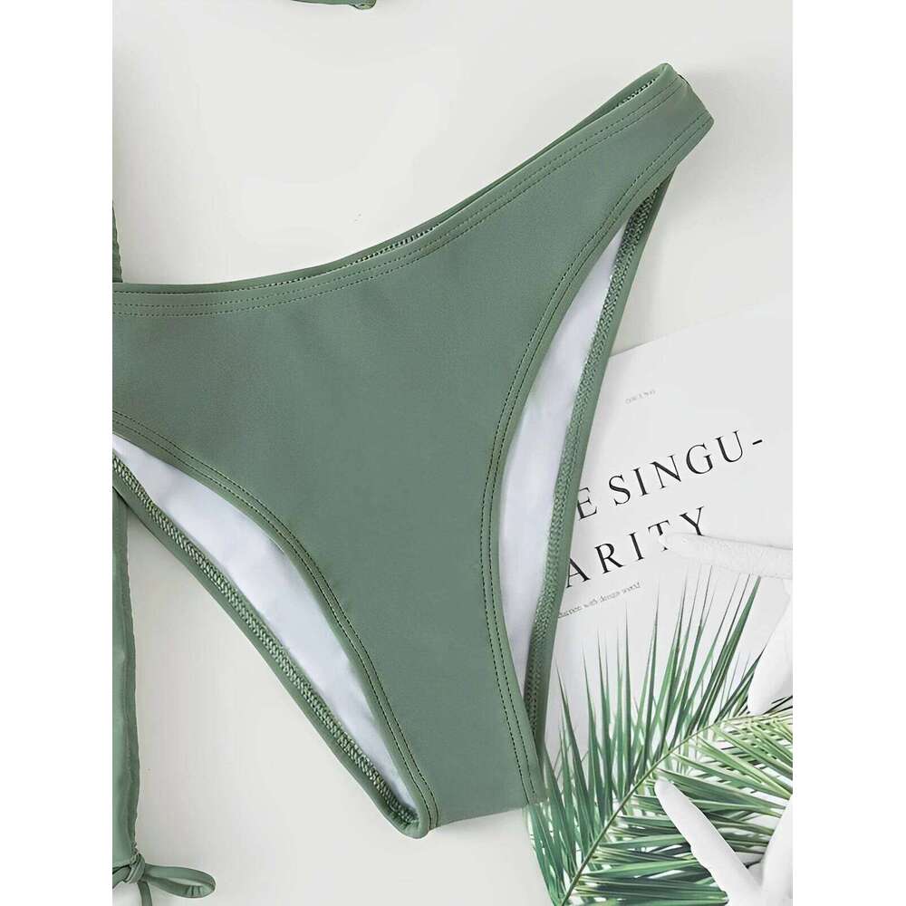 3 Pieces Padded Bikini 2025 Women & Drawstring Skirt Solid Swimsuit Sexy Swimwear Female Bathers Bathing Swimming Swim Suit Y260303