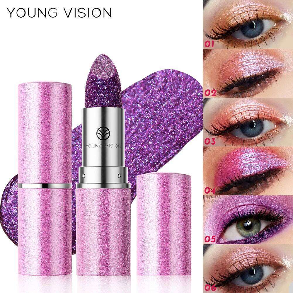 YOUNG VISION 6 colors available pearl with flash is not easy to fall temperature change lipstick color eye shadow W260311