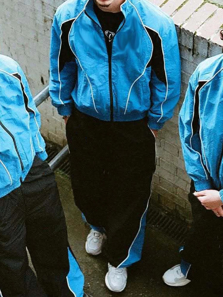 25 year Y2K street style early autumn windbreaker high neck zipper jacket line color niche trendy fashion jacket 260311