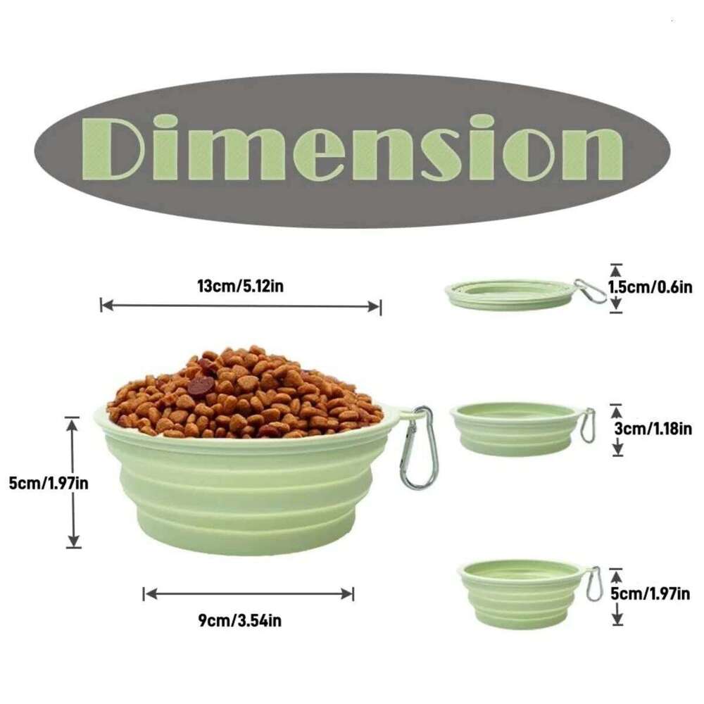 Pet Folding Silicone Outdoor Travel Portable Food Water Container Dogs Feed Supplies Bowl Cat with Carabiner 26Y0312