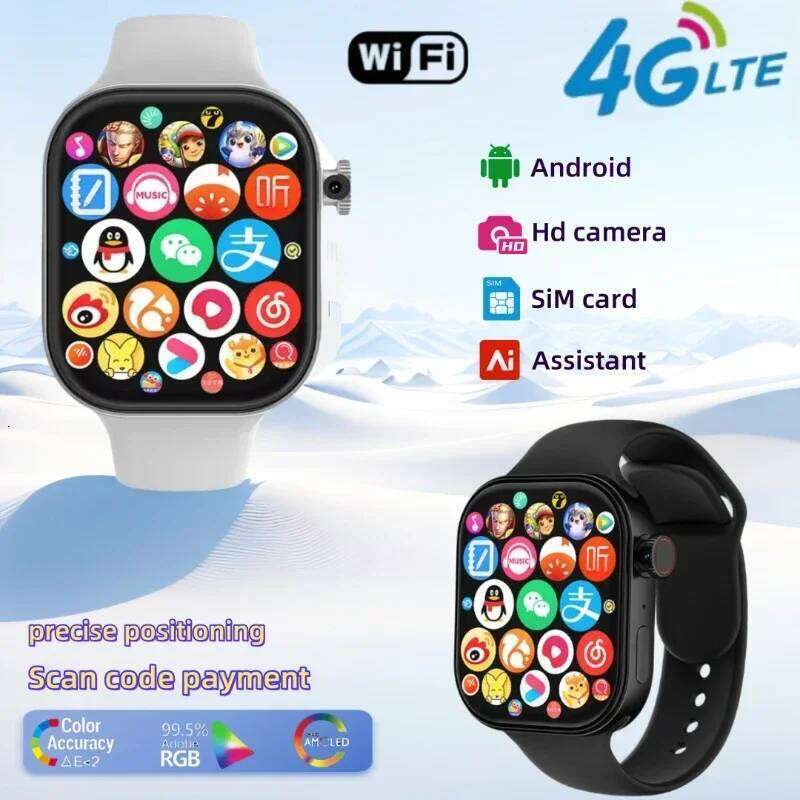 4G Android smartwatch VP99 features 180° rotating camera SIM slot GPS tracking WiFi connectivity playback storage AI voice