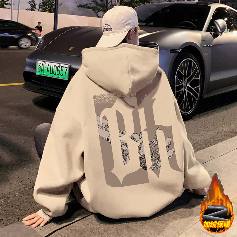 Oversized Hooded Cotton Sweatshirt For Men Spring Hip-hop Loose Hoodie Hong Kong Designer Hoodie Style High Street Trendy Jacket