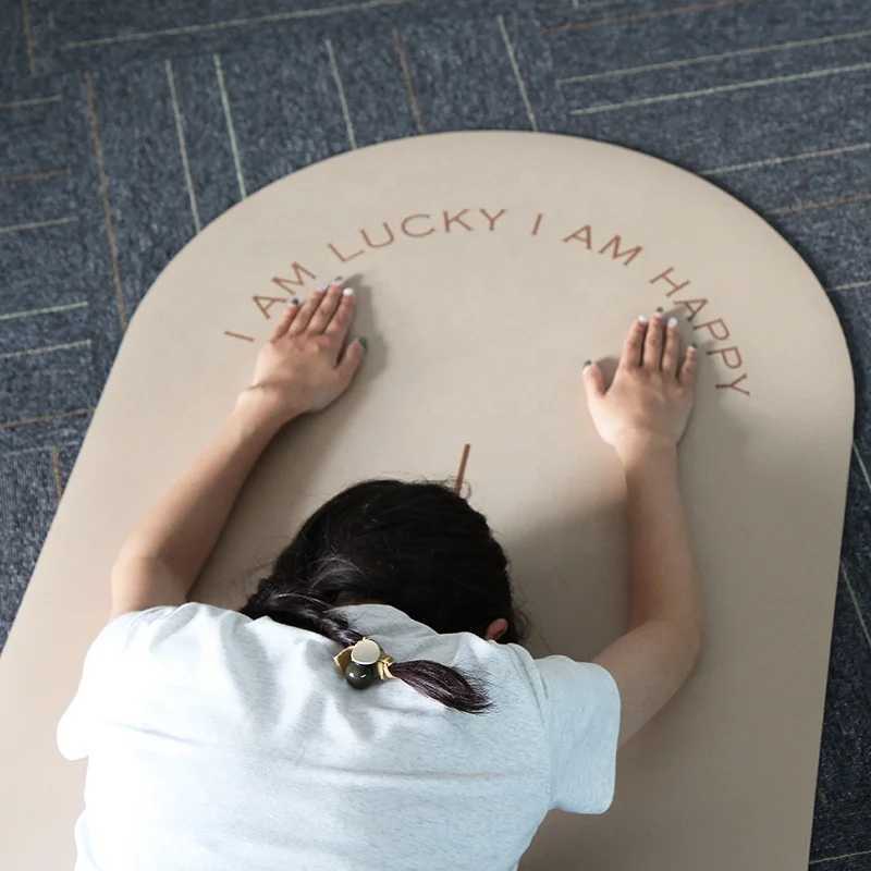 Custom Factory Wholesale 45mm Thick Curve Oval U Shaped Coconut Milk Color Beige Matt PU Rubber Grounded Yoga Mat M260312
