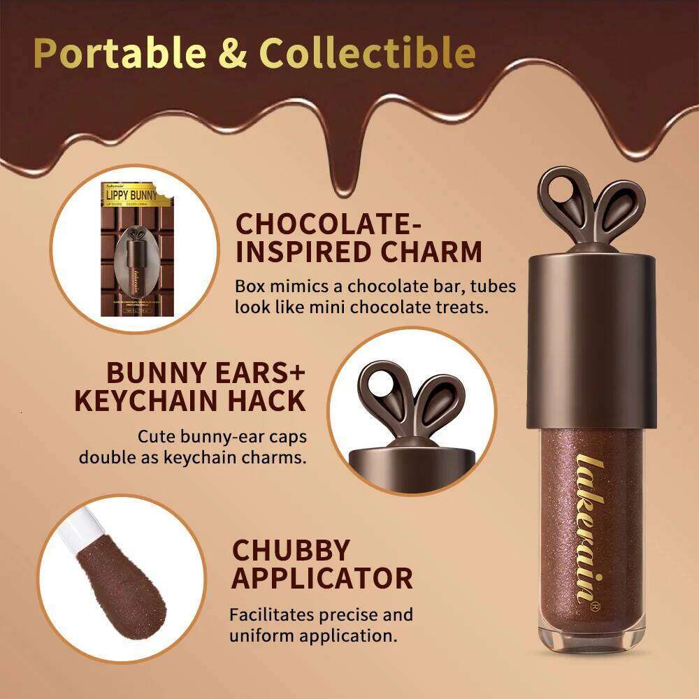 Long lasting Moisturizing Gloss with Bunny Keychain Lip Stain LIPPY BUNNY Plump Lips Chocolate Glow Cosmetics Makeup W260311