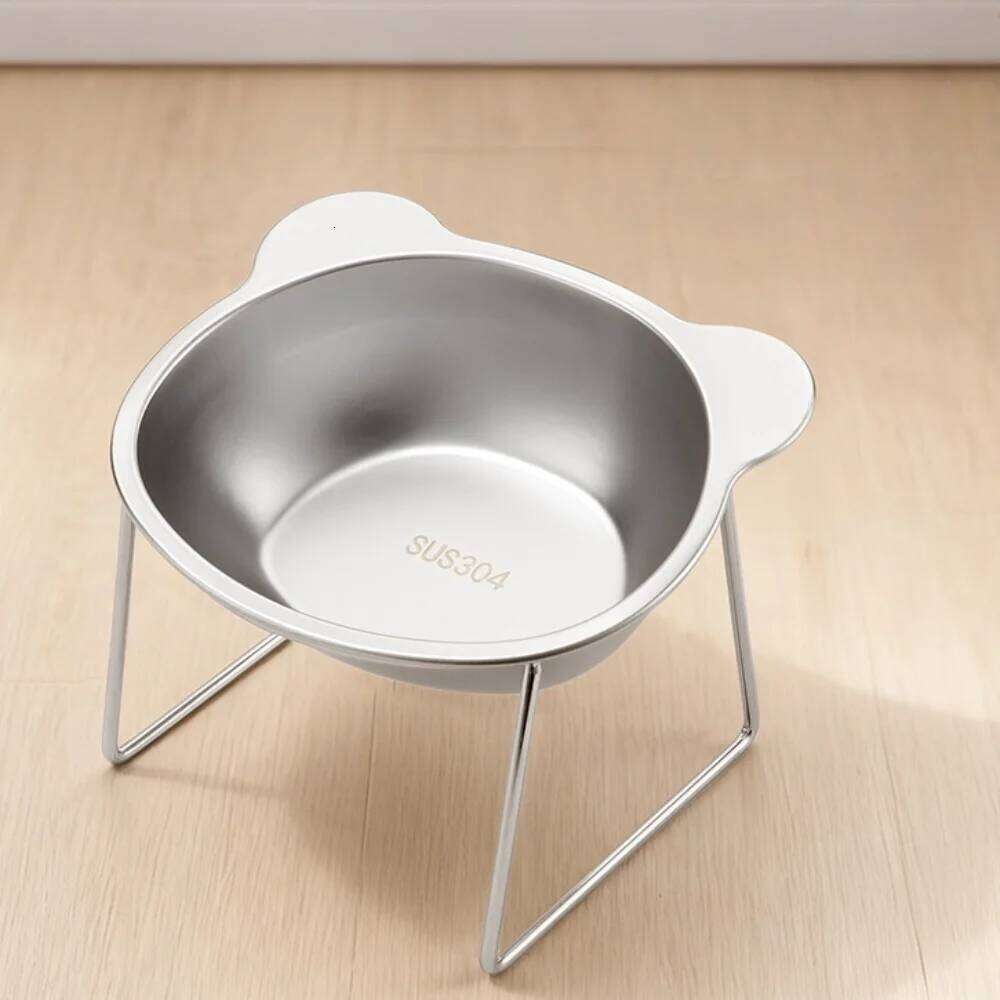 304 Stainless Steel Elevated Pet Bowl: Angled Tilted Feeder with Neck Support, Heat-Resistant & Easy-Clean for Crate or Home Use 26Y0312