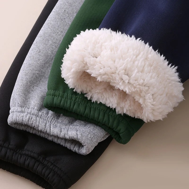 Autumn And Winter Childrens Plush Warm Sports Casual Pants For Boys Girls Solid Color Fashion Thick Windproof Harun 260311