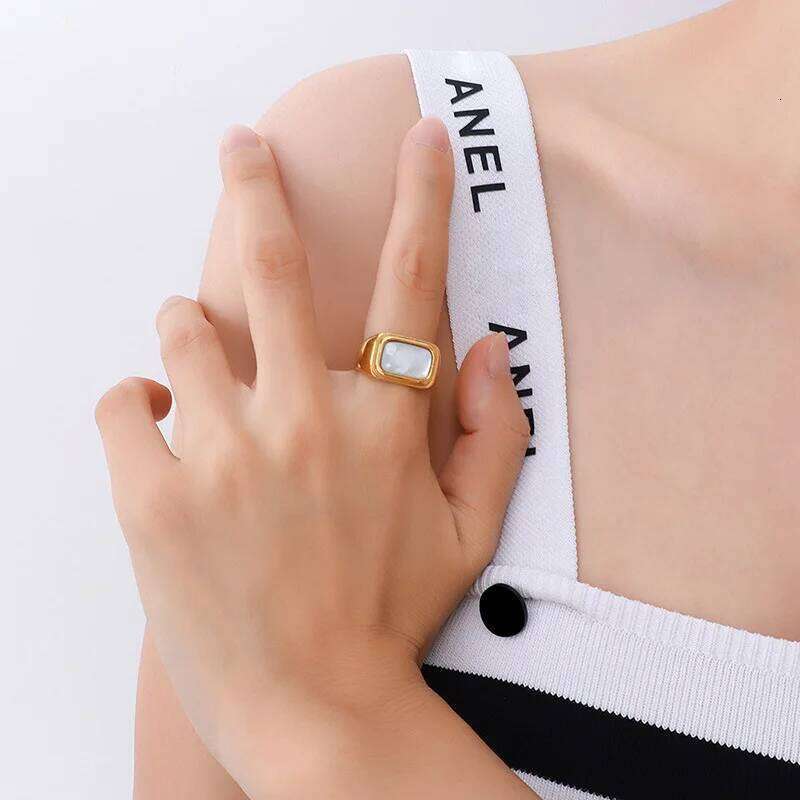 VQYSKO Signet Man Women 14k Gold Plated Stainless Steel Dome Chunky Statement Ring Comfort Fit For Minimalist Stat H260312