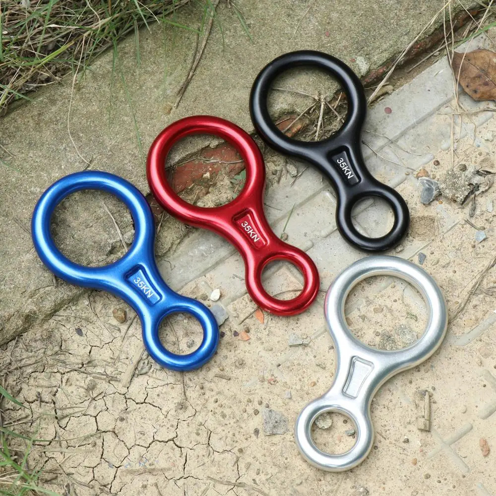 Rock Climbing Descender 35KN Figure 8 Word Rope Ring Downhill Eight Gear Device Equipment 260228