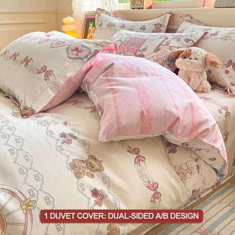 Extra Soft 100% Cotton - Bedding Set 1 Duvet Cover 2 Pillowcases ,Wrinkle Resistant, Easy Care,Multi-Size H260312