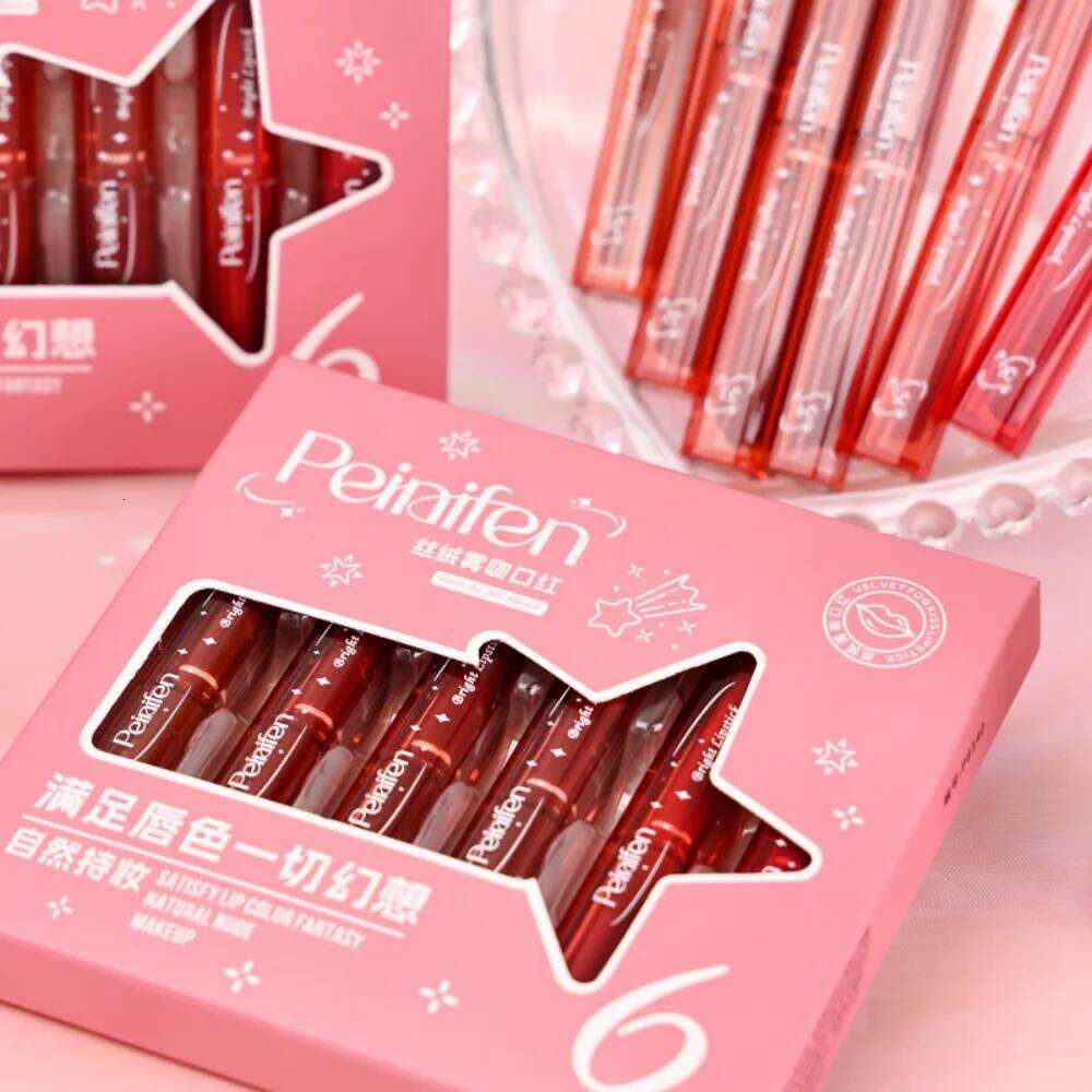 6-Lasting Stick Waterproof Lip Cover Long Glossy Lipstick with Transparent Surface - Perfect Christmas Gift for Her W260311