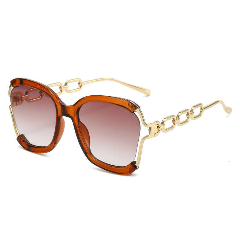 Autumn New Chain European And American Street Style Fashion Trend Metal Hollow Brushed Sunglasses Uv400