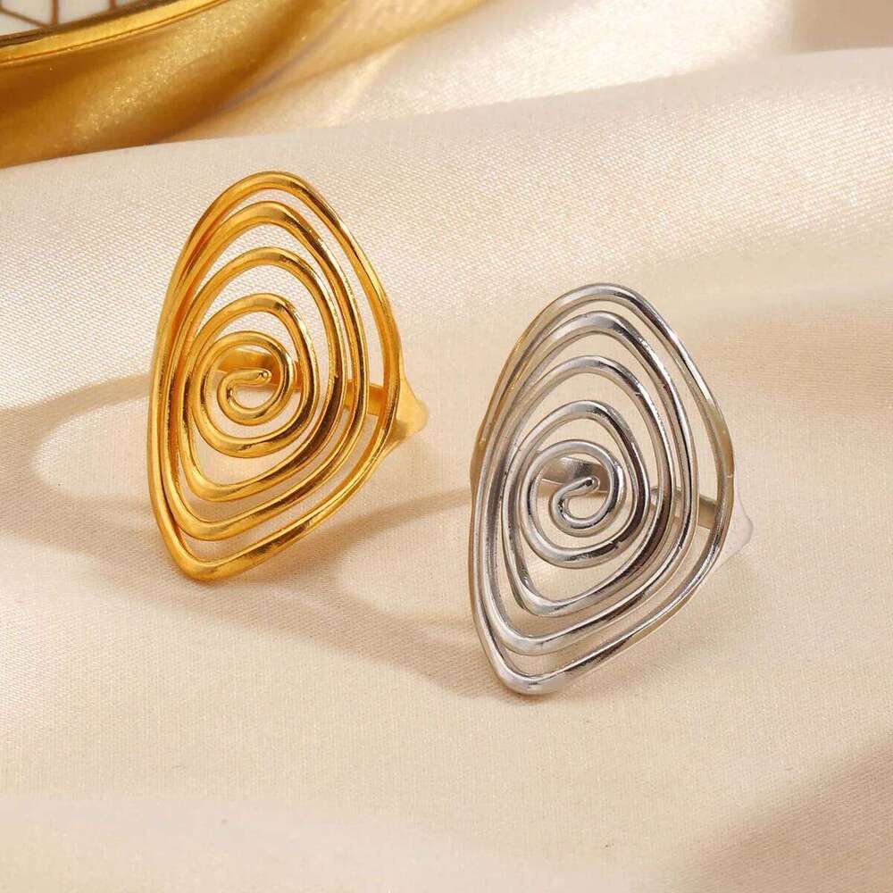 LATS Creaive Stainless Steel Spiral Ring for Women Man Minimalist Irregular Twisted Swirl Rings Fashion Jewelry Unique Gifts H260312