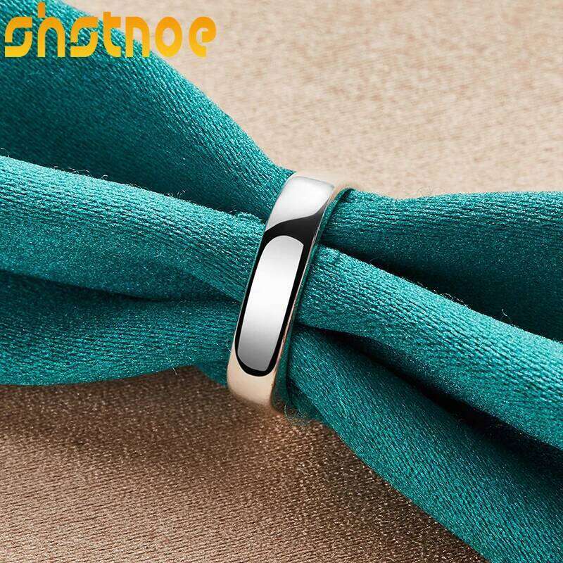 SHSTONE 925 Sterling Silver Smooth Square Ring For Women Man Bridal Wedding Bands Lady Party Fashion Pretty Charm Simple Jewelry H260312