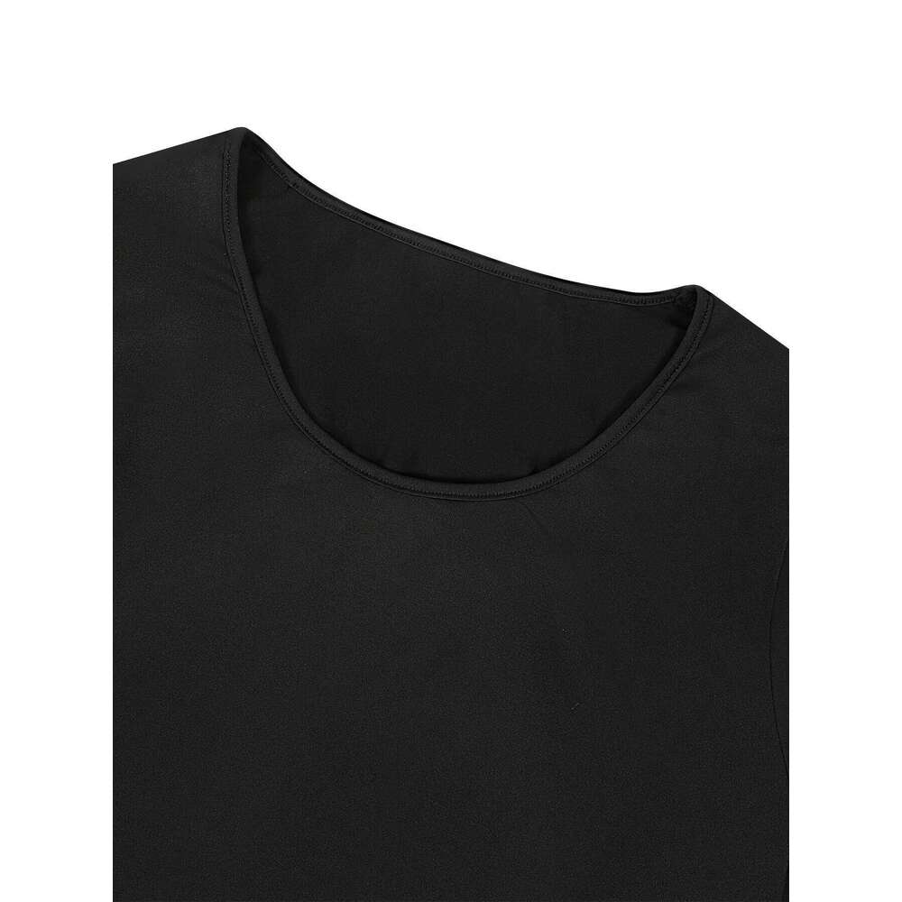 Plus Size Women's Black Long-Sleeve Cold-Shoulder Cutout Elastic Cuff Casual Mini Dress 2026 New C260312