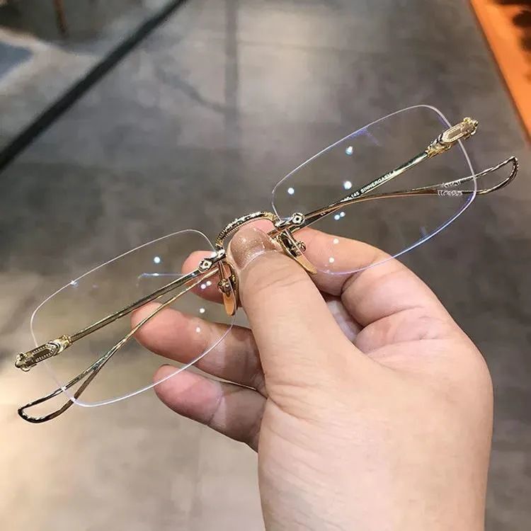 Internet Celebrity Style Color-Changing Rimless Fashion Retro Korean Version Trendy Prescription Eyeglass Frames for Men
