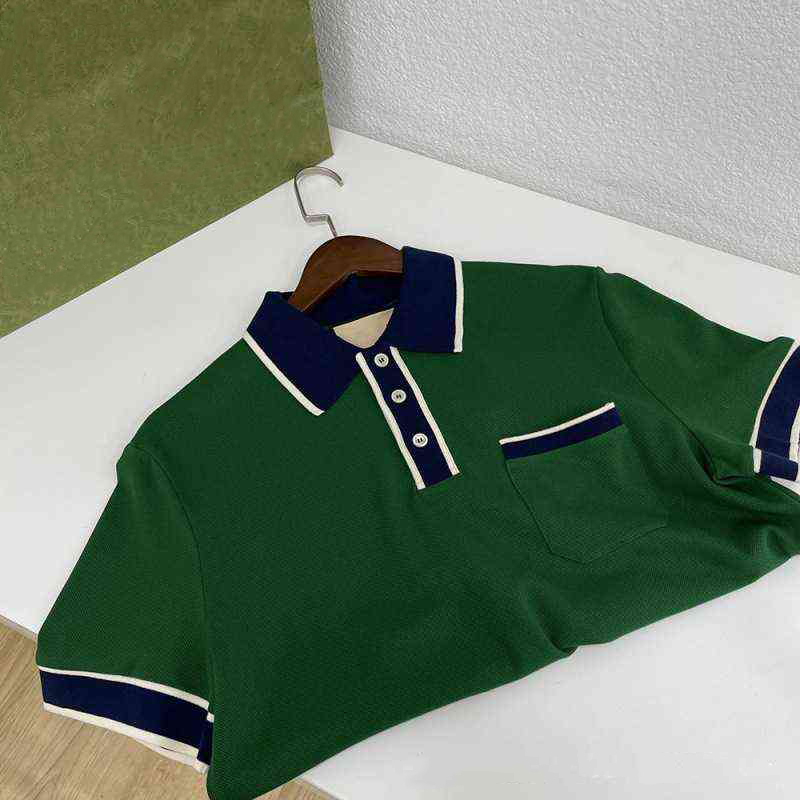 New spring and summer green pocket Lapel polo shirt with super sporty design for men and women Luxury Men's Green Polo Shirt