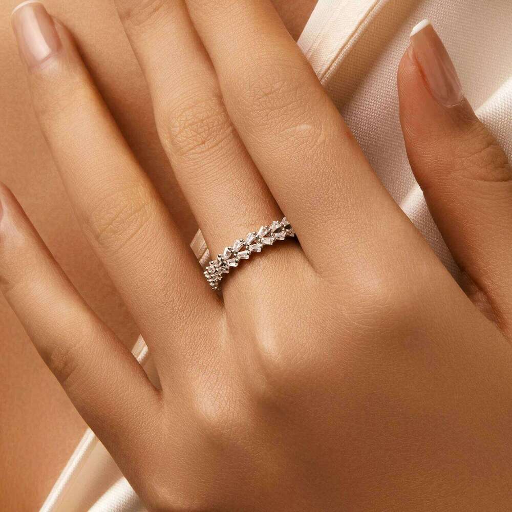 MODIAN 925 Sterling Silver Clear CZ Trapezoid Eternity Finger Ring Trendy Stackable Wedding Fine Jewelry For Women H260312