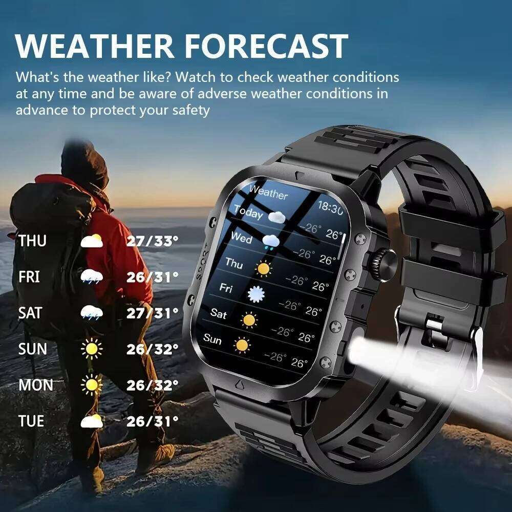 LAXASFIT Outdoor Watch 2.01 inch HD Screen LED Flashlight Bluetooth Talk Sports Smart Watches For Men Women Holiday Gifts
