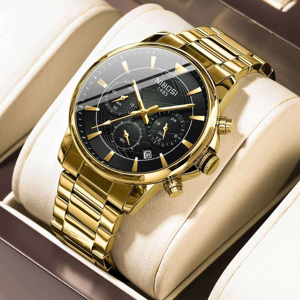 NIBOSI Mens Analog Dainty Business Dress Watches for Men Military Chronograph Watch with Calendar Waterproof Stainless