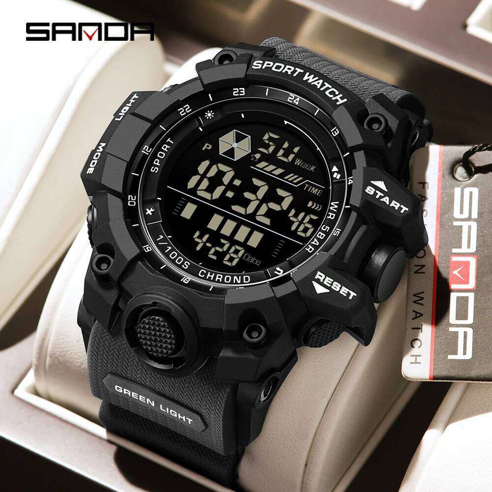 SANDA 6229 Fashion Watch Multi functional Sports Waterproof Night Light Timer Luxury Men's Electronic Watch-1