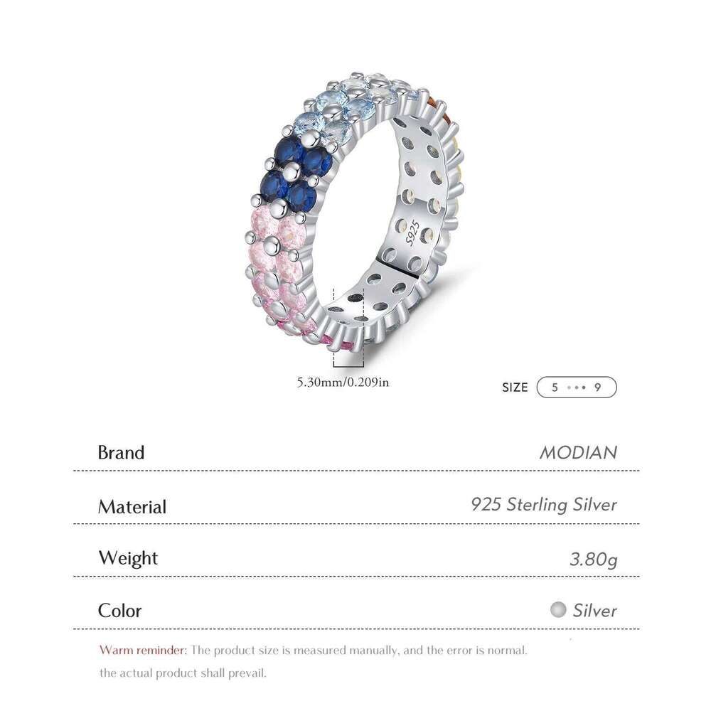 MODIAN 925 Sterling Silver Ring Exquisite Sweet Geometric Gradient Zirconia Stackable Eternity Band Rings For Women Fine Jewelry H260312