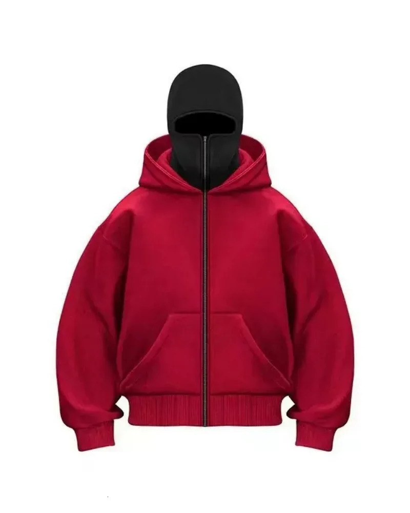 Mens Winter Windproof Double Hat Mask Zipper Hoodie Sports Jacket for Outdoor Activities Hiking Travel Running 260311