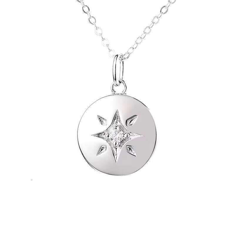 Premium Jewelry Pure Sier Galrming VVS Moissanite Pendant Star Coin Disc Collarbone Necklace Unisex Girl