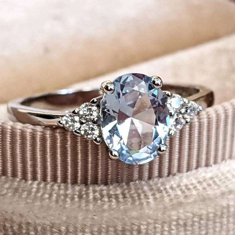 925 Silver Red Zircon Ring With Multicolored Stone Oval Shape Engagement Jewelry Rings For Women H260312