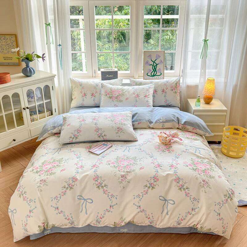 3pc 100% Cotton Duvet Cover Set,no fill,Elegant Floral Soft Breathable And Skin-friendly, Single Queen Size for Bedding Set H260312