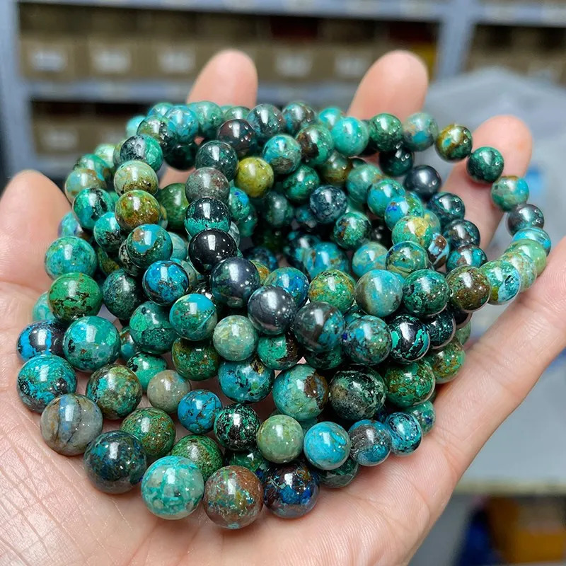 JD 3A Natural Azurite Bead Charm Bracelet Women Men Genuine Blue Malachite Energy Crystal Aura Healing Yoga Elastic Couple Gift 260302