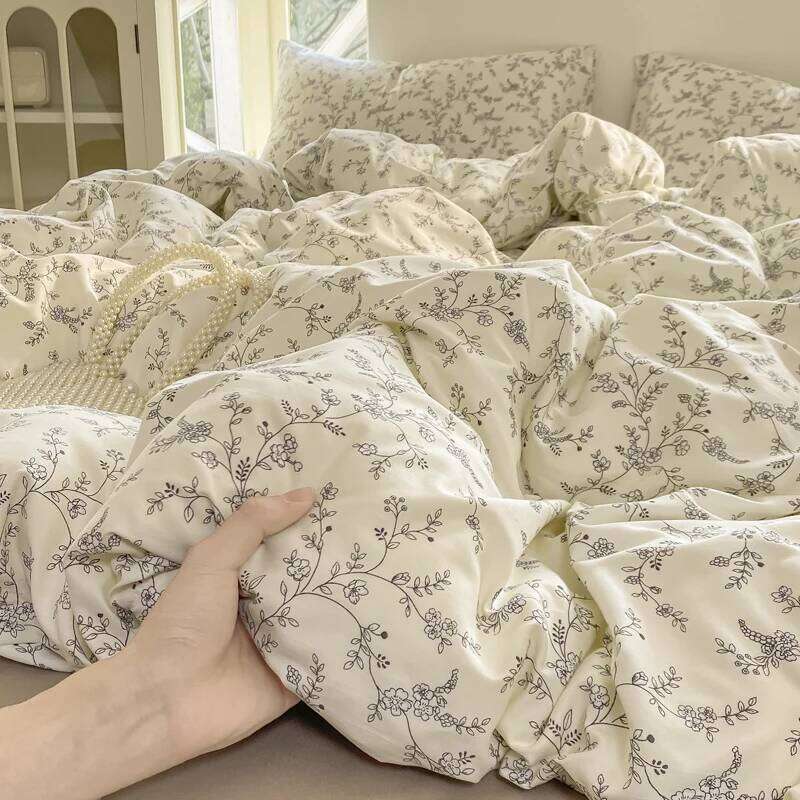 Ins Princess Bedding Simple Floral Duvet Cover Pillowcases Flat Sheet Single Twin Double Queen Size Home Decor Bed Linen Set H260312