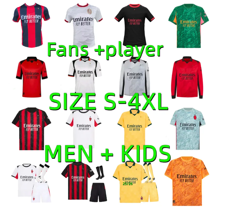 25 26 27 Soccer Jersey Ac Milanss 2026 2027 PULISIC RAFA LEAO NKUNKU GIMENEZ FULLKRUG MODRIC LOFTUS-CHEEK RABIOT SAELEMAEKERS FOFANA Football Shirt uniform Men kids