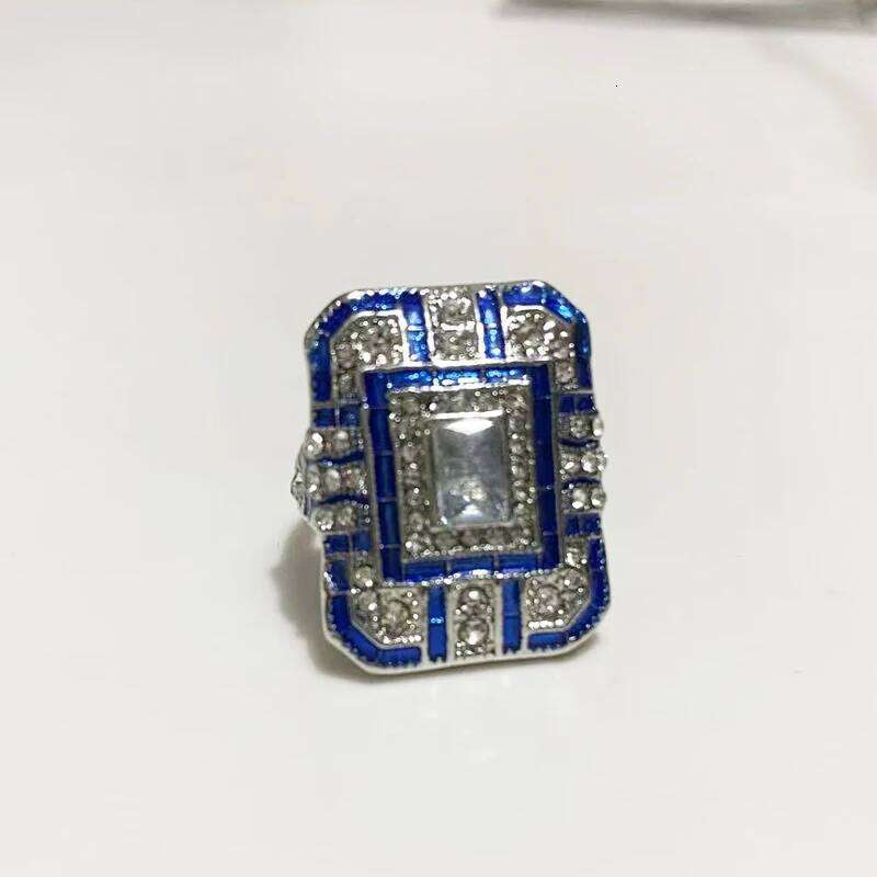 Vintage Style Big Blue White AAA+ Zircon Stone 925 Silver Square Rings For Women Fashion Wedding Engagement Jewelry Hot Sale H260312
