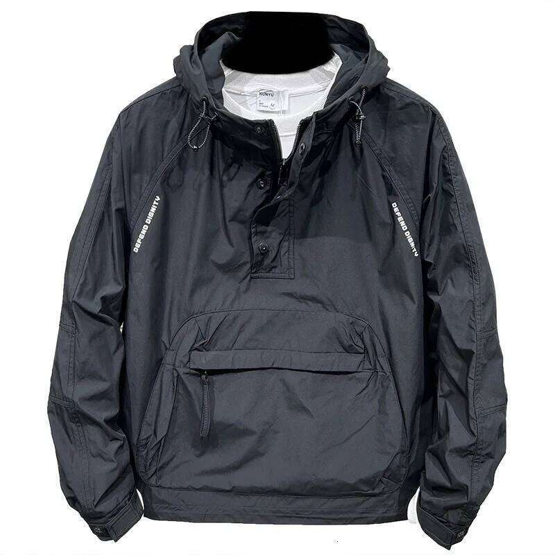 Men's Fashion Long Sleeve Hooded Casual Outerwear with Zipper Pockets Outdoor Work Bomber Baseball Jacket 26H0311