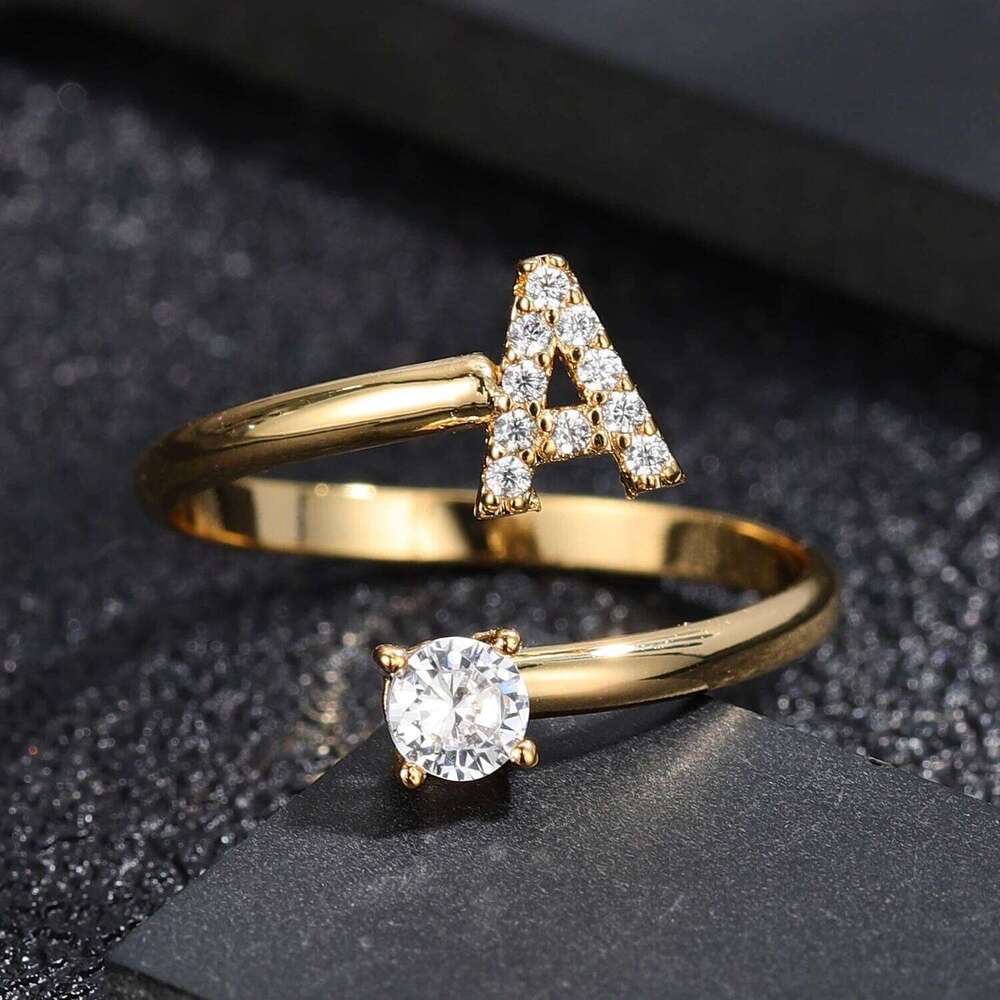 New Design Fashion Pav CZ Adjustable A-Z26 Initial Letter Ring For Women Simple Elegant Jewelry Friendship Party Gift Wholesale H260312