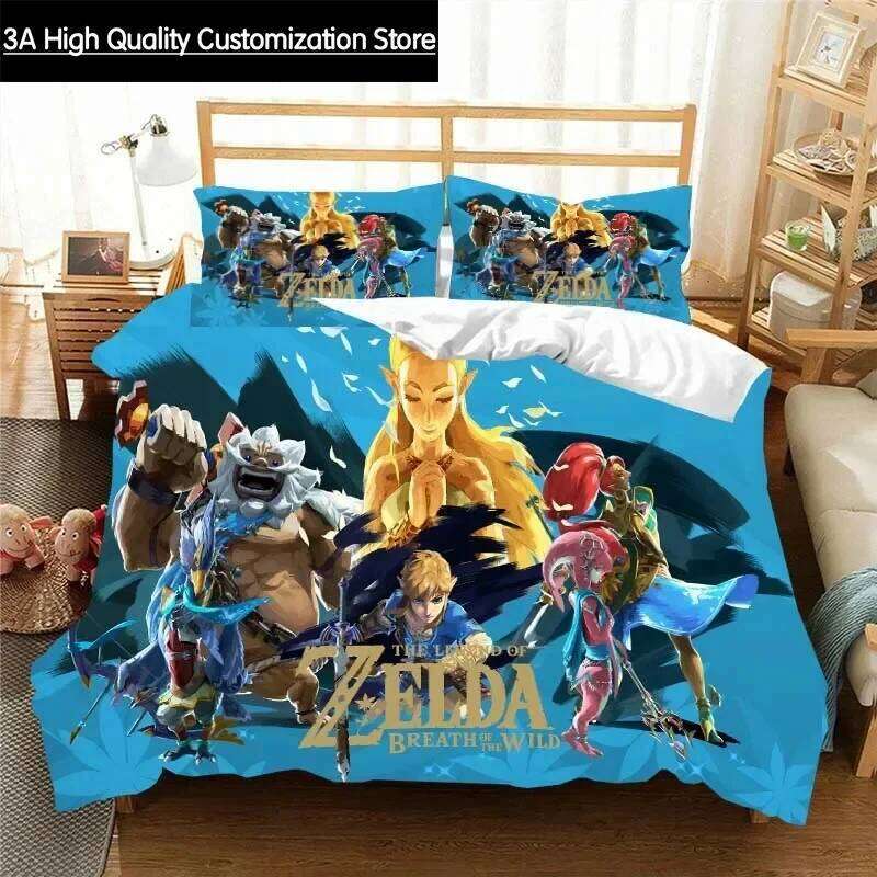 Z-Zelda Pattern Quilt Pillowcase Two or Three Piece Multi Size Comforter Set Duvet Cover Bedding Sets