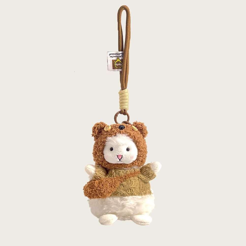 Cute Pink Little Sheep Doll Bag Pendant Cartoon Plush Keychain Couple Gift Accessory