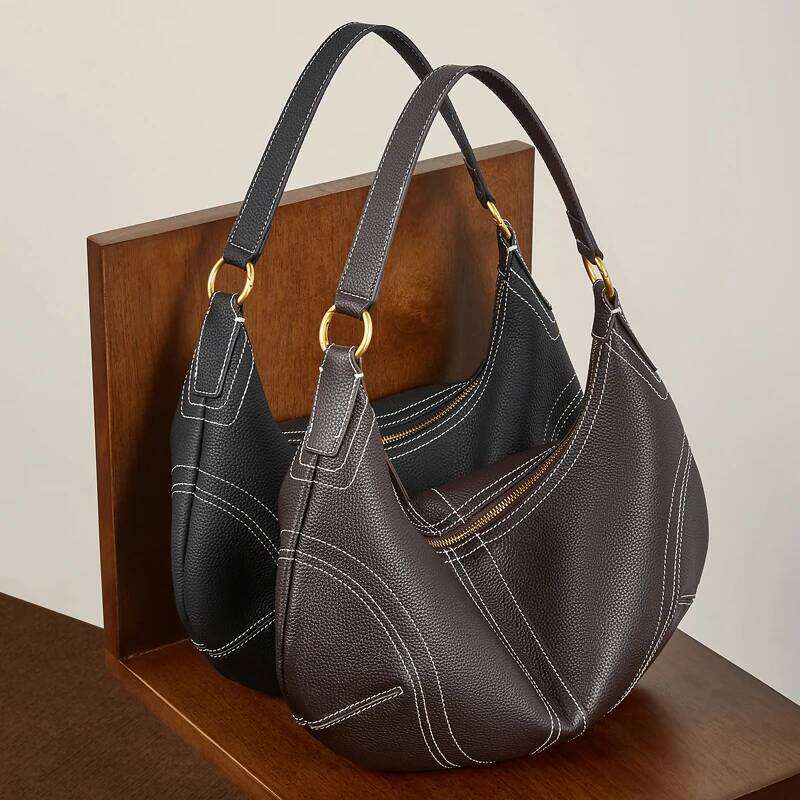 Hifashion Cowhide Genuine Leather Half Moon Crossbody Shoulder Bags For Women 2026 Luxury Designer Dumpling Hobo Ladies Handbags