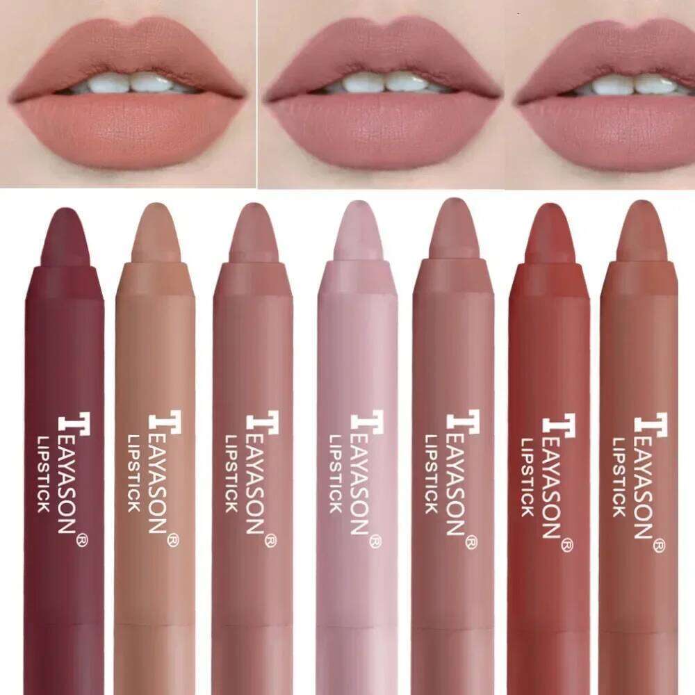 12 Color Waterproof Matte Pencil Sexy Red Contour Tint Lipstick Lasting Non-stick Cup Lipliner Pen Lips Makeup Cosmetic W260311